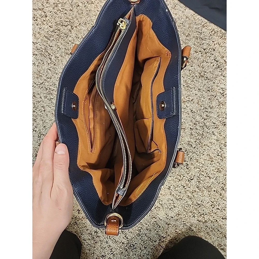 G‎ H Bass & Co Large Tote Shoulder Bag Navy Purse